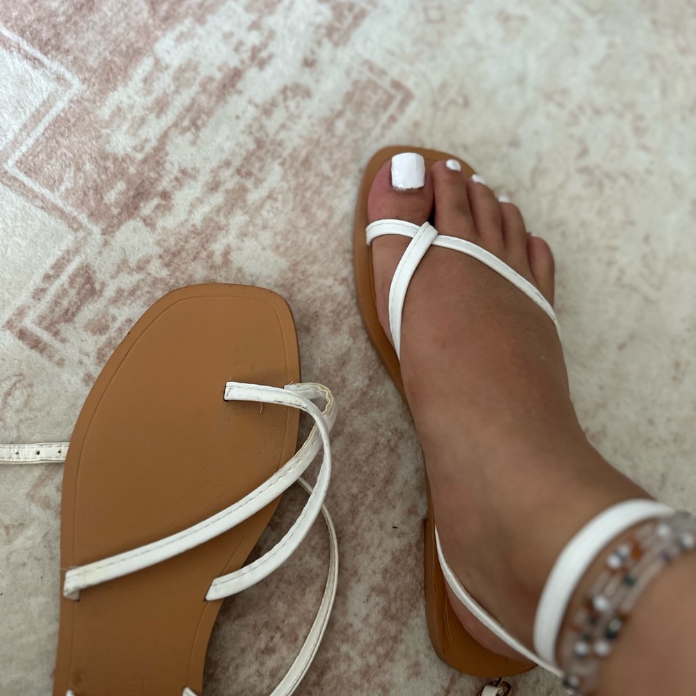 Very Cute Summer White Strappy Sandals
